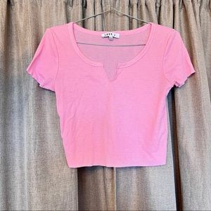 Pink Crop Top with Split Collar Design